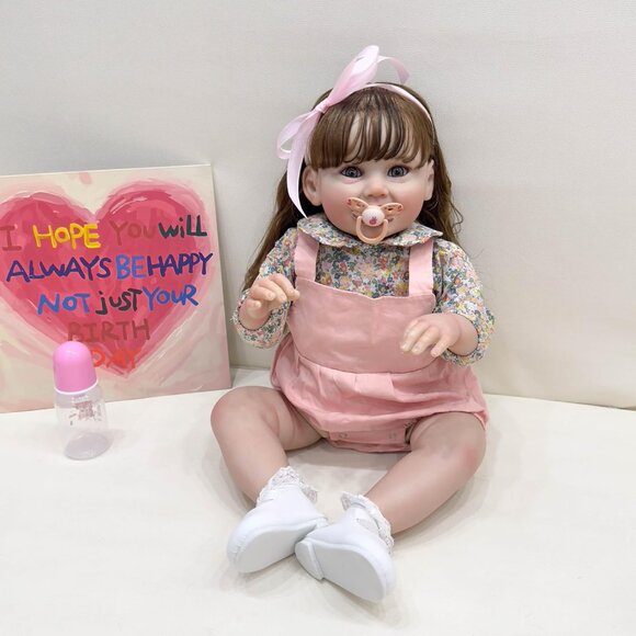 🆕28Inches Long Brown Hair Reborn Princess Girl Doll Smiling with Teeth - Picture 5 of 6
